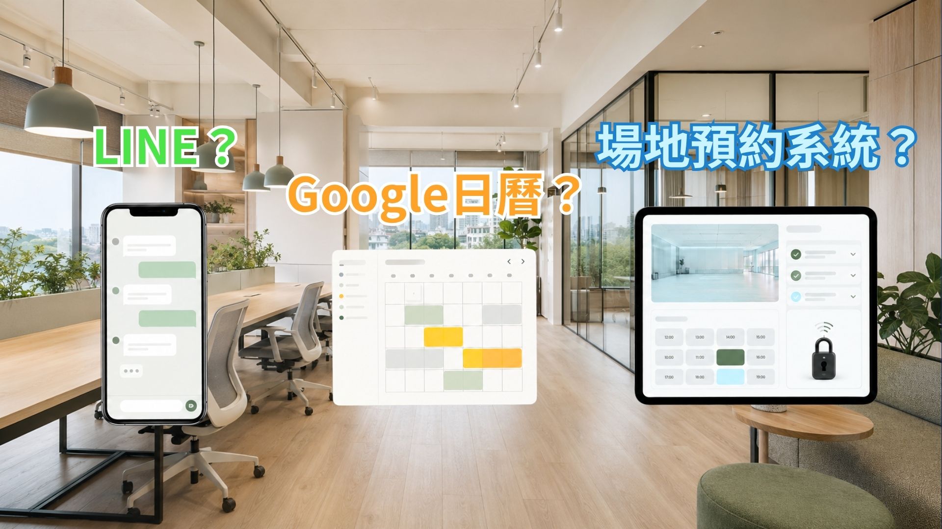 LINE、Google日曆與場地預約系統三種管理方式比較